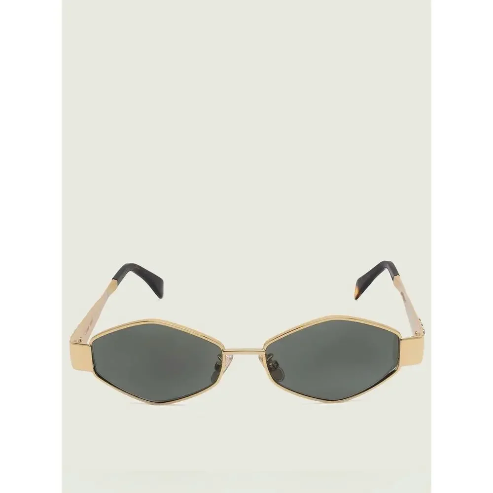 New Celine CL40254U 30N Sunglasses Gold Frame Geometric Shape Authentic